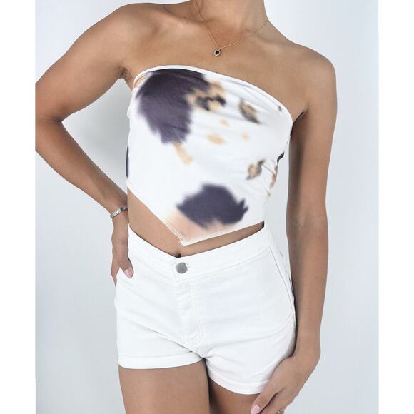 Marble Y2K White Multicolor Sleeveless Tube Top Size Small - Picture 1 of 3